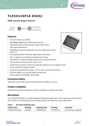 TLE5014SP16-E0002 datasheet cover page