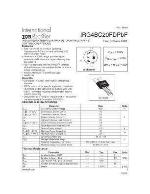 IRG4BC20FD 数据手册首页