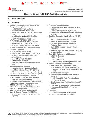 RM44L920 datasheet cover page