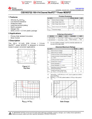 CSD19537Q3 数据手册首页