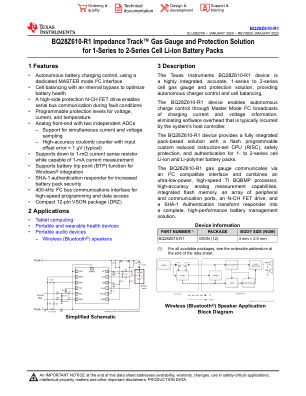 BQ28Z610-R1 datasheet cover page