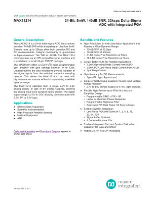 MAX11214 datasheet cover page