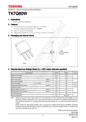 TK7Q60W 数据手册首页