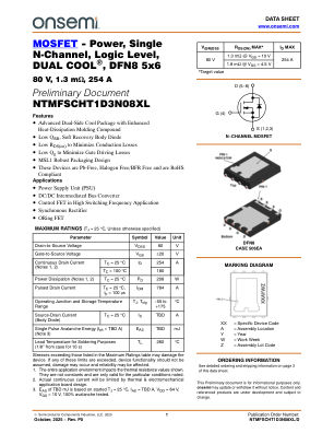 NTMFSCHT1D3N08XL datasheet cover page