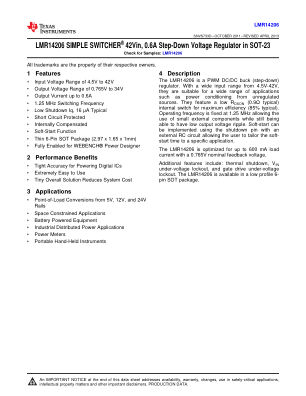LMR14206 datasheet cover page