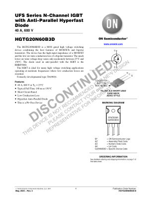 HGTG20N60B3D datasheet cover page