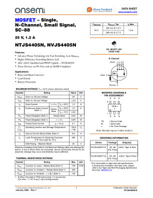 NTJS4405N datasheet cover page