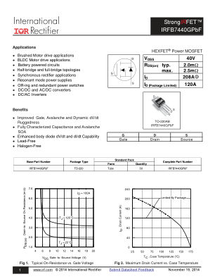 IRFB7440G datasheet cover page