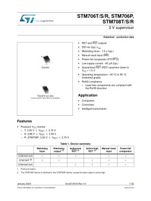 STM706T-SLSH-S-SLSH-R 数据手册首页