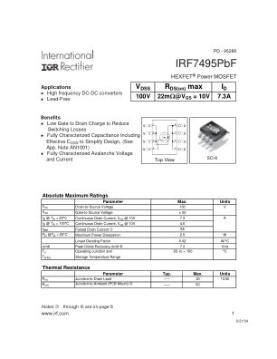 IRF7495 数据手册首页