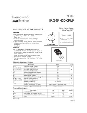 IRG4PH30K 数据手册首页