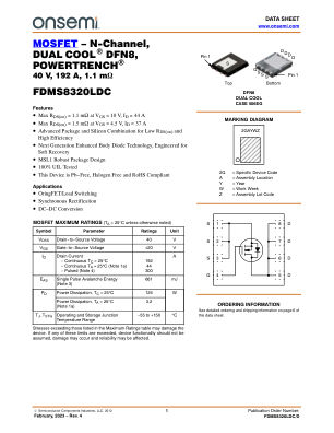 FDMS8320LDC datasheet cover page