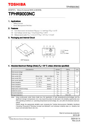 TPHR9003NC datasheet cover page