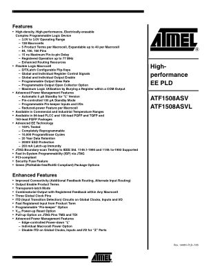 ATF1508ASV-15AU100-T 数据手册首页