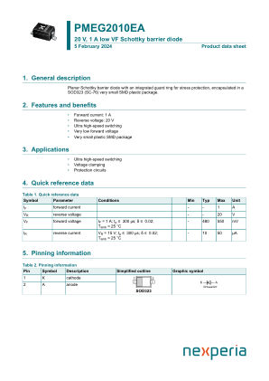 PMEG2010EA datasheet cover page