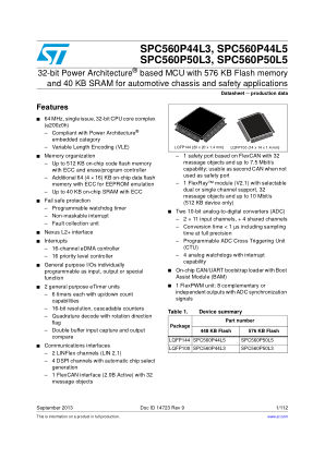 SPC560P44L3 datasheet cover page
