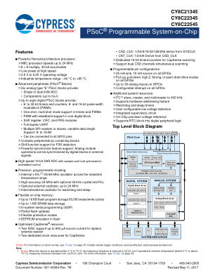 CY8C21345 datasheet cover page