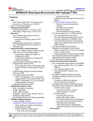 MSPM0G5187 datasheet cover page