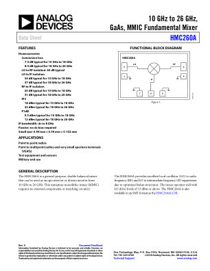 HMC260A 数据手册首页