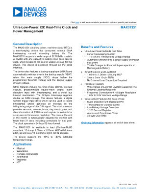 MAX31331 datasheet cover page