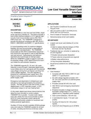 73S8009R datasheet cover page