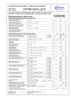 FP75R12KT4-B15 数据手册首页