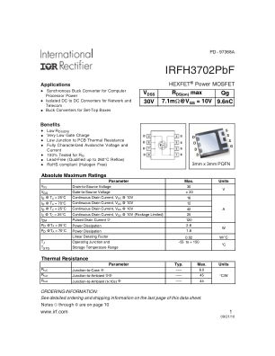 IRFH3702 数据手册首页