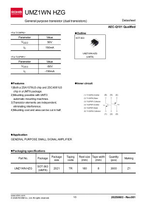 UMZ1WNHZG datasheet cover page