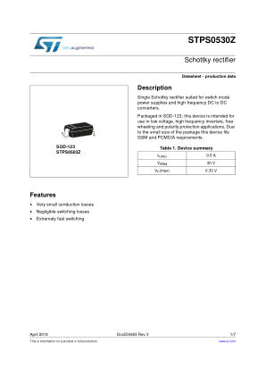 STPS0530Z datasheet cover page