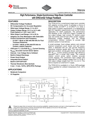 TPS51219 datasheet cover page