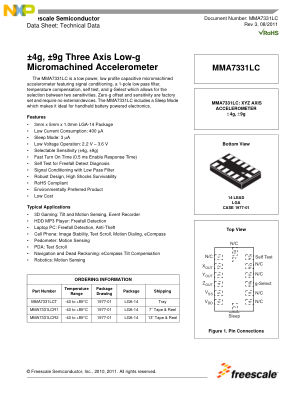 MMA7331LC 数据手册首页