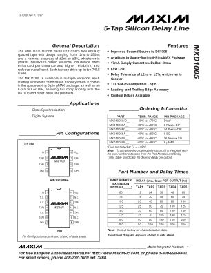 MXD1005 datasheet cover page