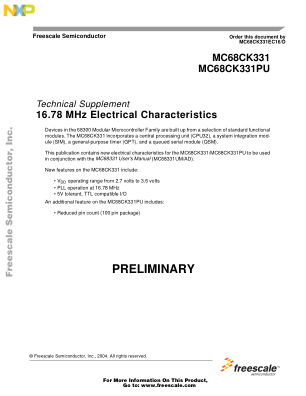 MC68CK331EC16 数据手册首页