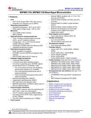 MSPM0C1106 datasheet cover page