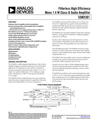 SSM2301 数据手册首页
