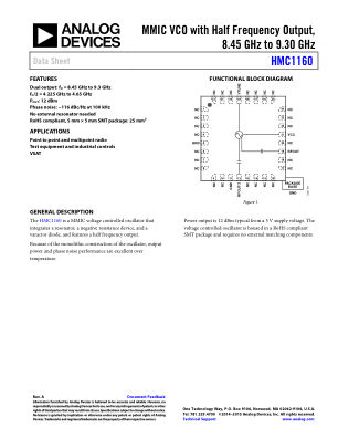 HMC1160 数据手册首页