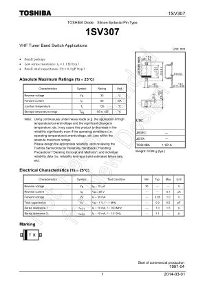 1SV307 datasheet cover page
