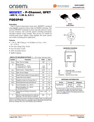 FQD2P40 datasheet cover page
