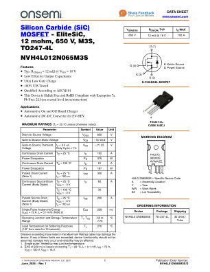 NVH4L012N065M3S 数据手册首页