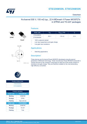 STB32NM50N 数据手册首页