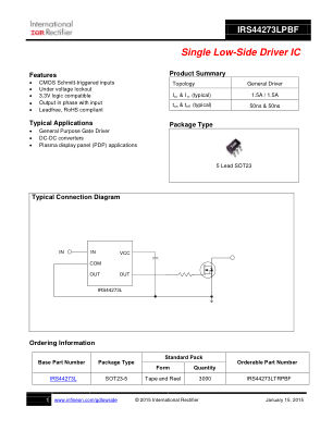 IRS44273L datasheet cover page