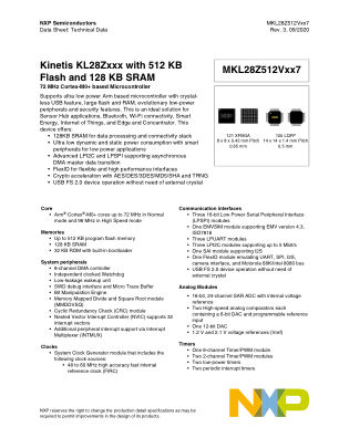 MKL28Z512VXX7 数据手册首页
