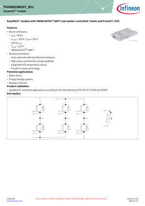 FS200R10W3S7-B11 datasheet cover page