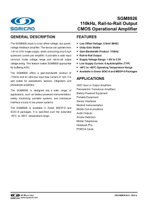 SGM8926 datasheet cover page