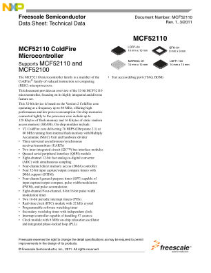 MCF52110 数据手册首页