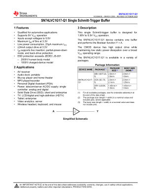 SN74LVC1G17-Q1 datasheet cover page