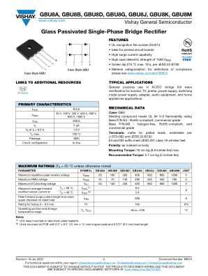 GBU8A datasheet cover page