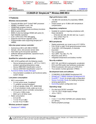 CC2662R-Q1 datasheet cover page