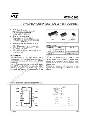 M74HC163 datasheet cover page