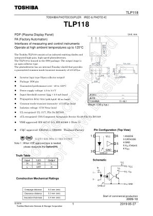 TLP118 datasheet cover page